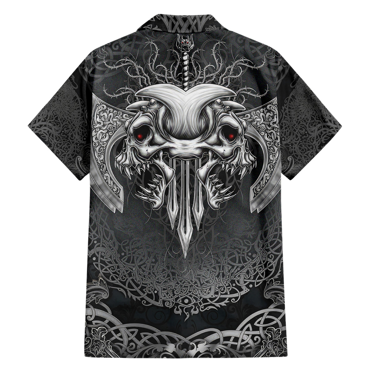 Until Valhalla Viking Skull Family Matching Short Sleeve Bodycon Dress and Hawaiian Shirt - Wonder Print Shop