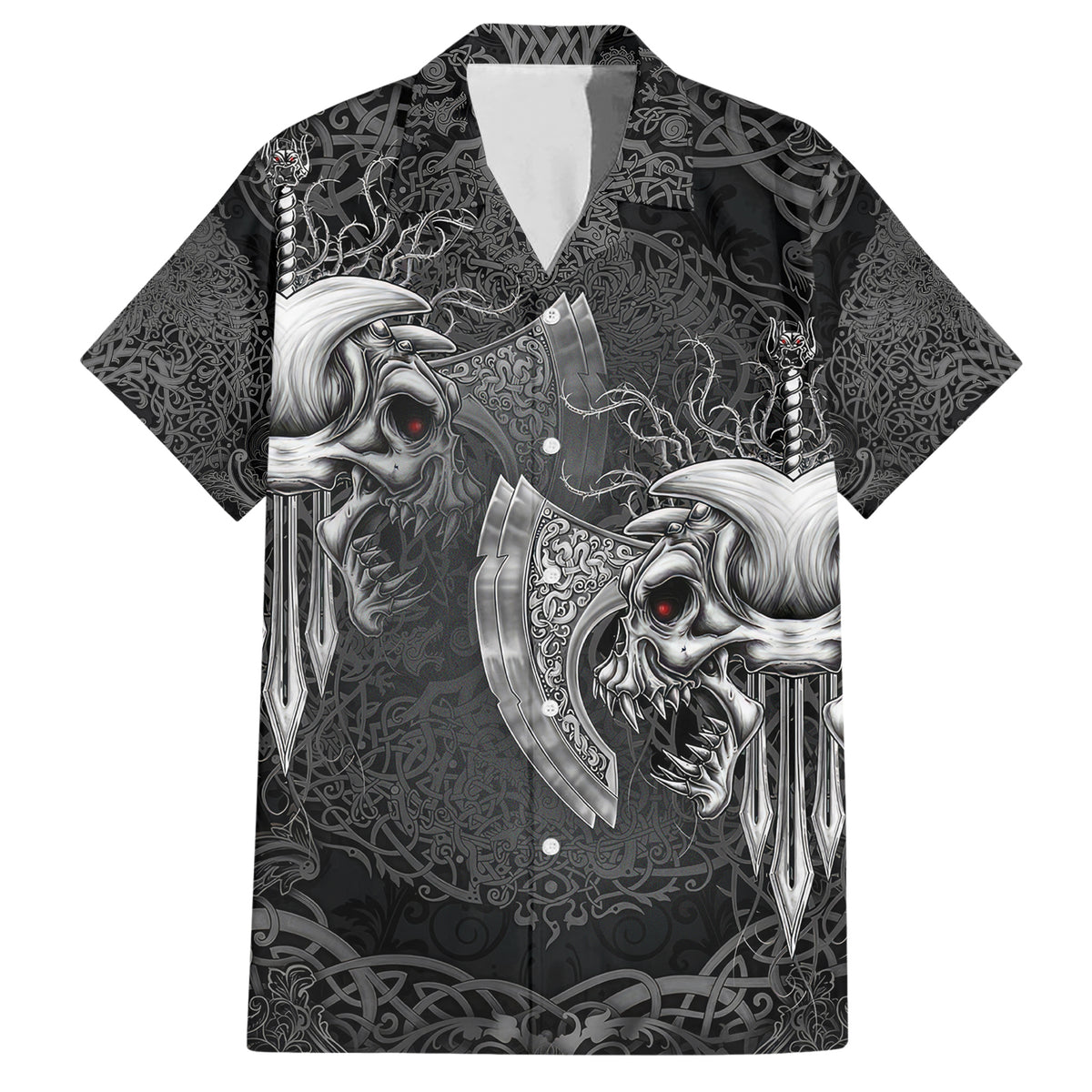 Until Valhalla Viking Skull Hawaiian Shirt - Wonder Print Shop