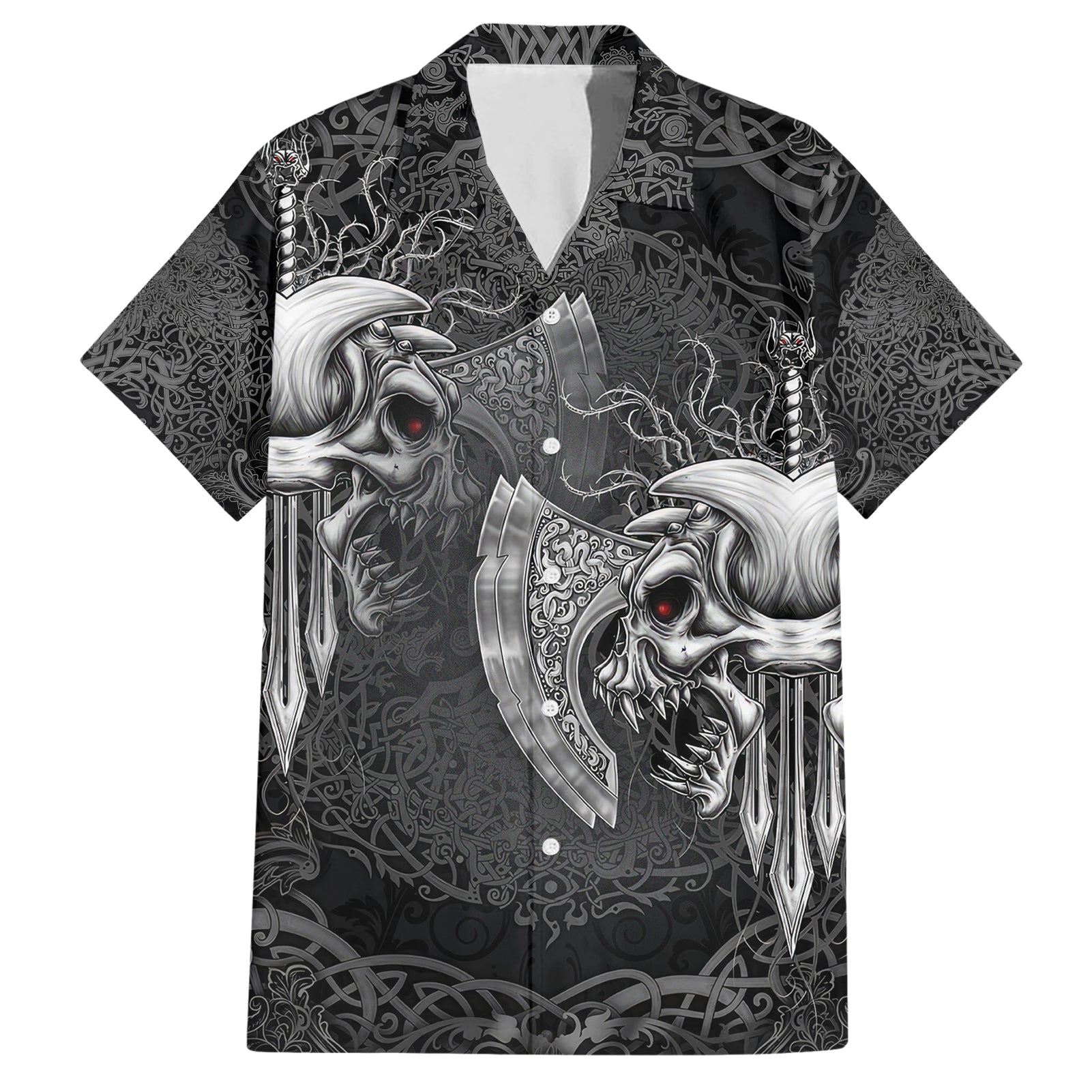 Until Valhalla Viking Skull Hawaiian Shirt - Wonder Print Shop