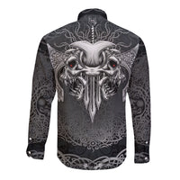 Until Valhalla Viking Skull Long Sleeve Button Shirt - Wonder Print Shop
