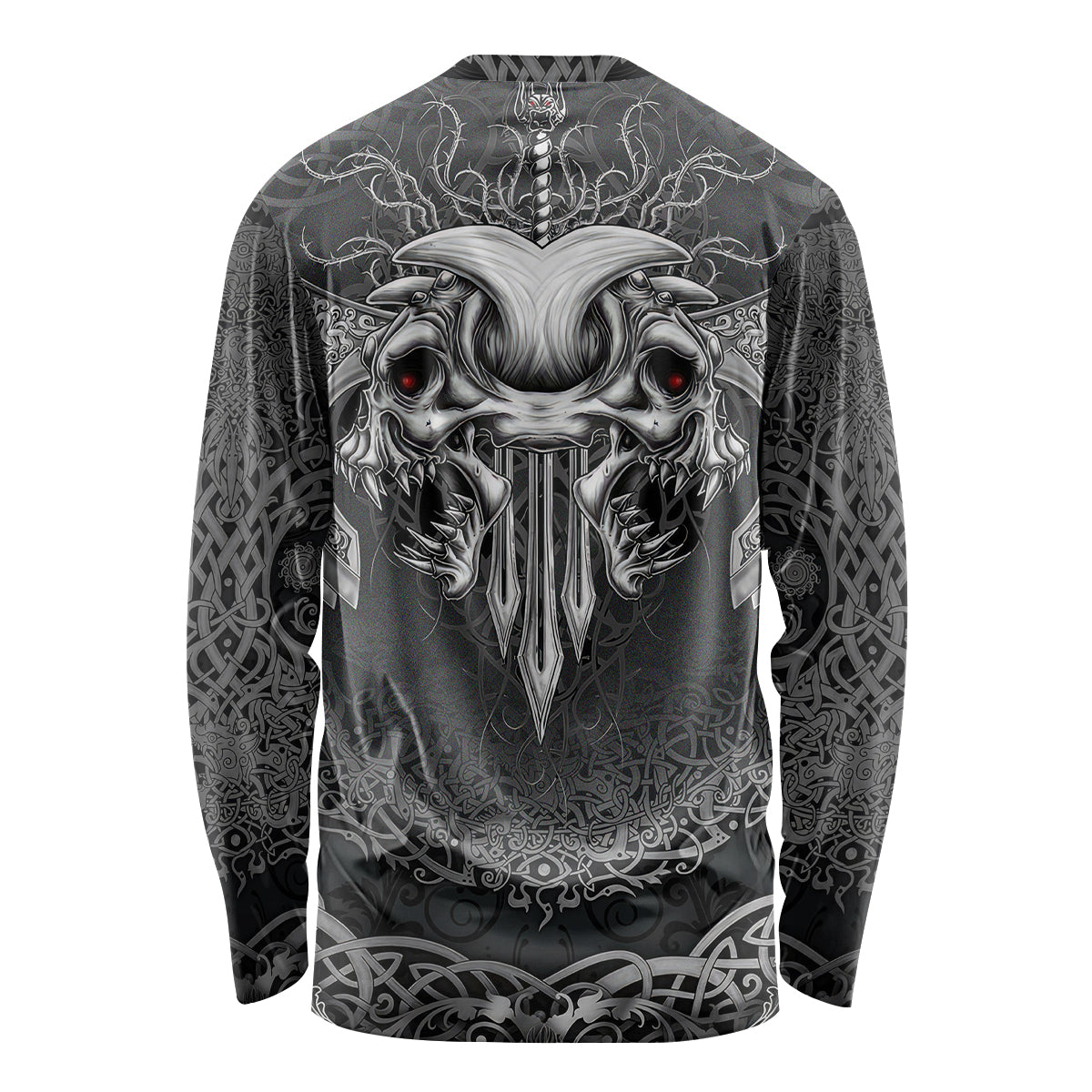 Until Valhalla Viking Skull Long Sleeve Shirt - Wonder Print Shop