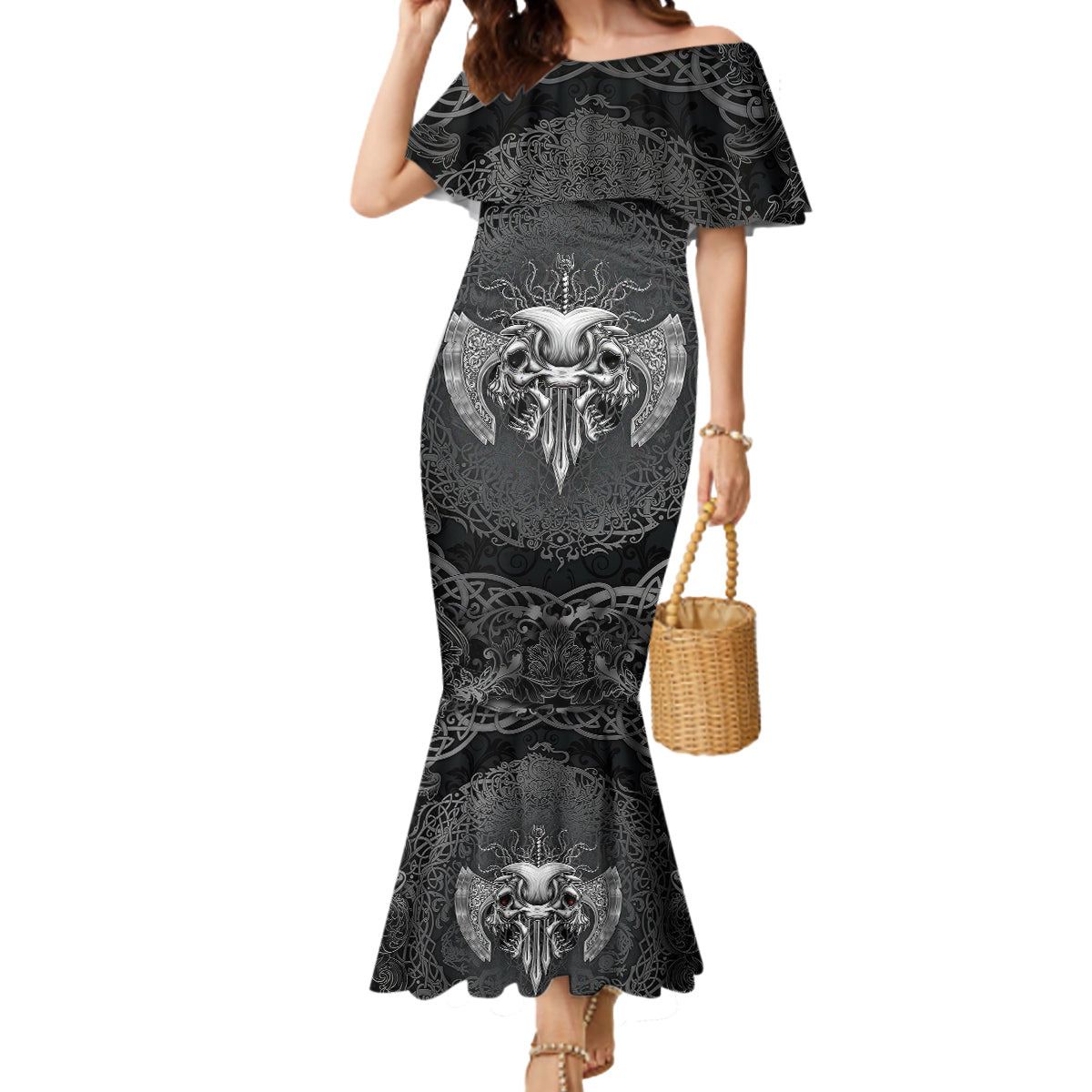 Until Valhalla Viking Skull Mermaid Dress - Wonder Print Shop
