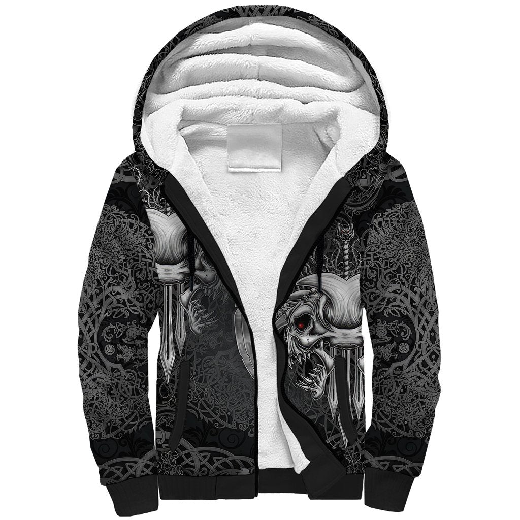 Until Valhalla Viking Skull Sherpa Hoodie - Wonder Print Shop