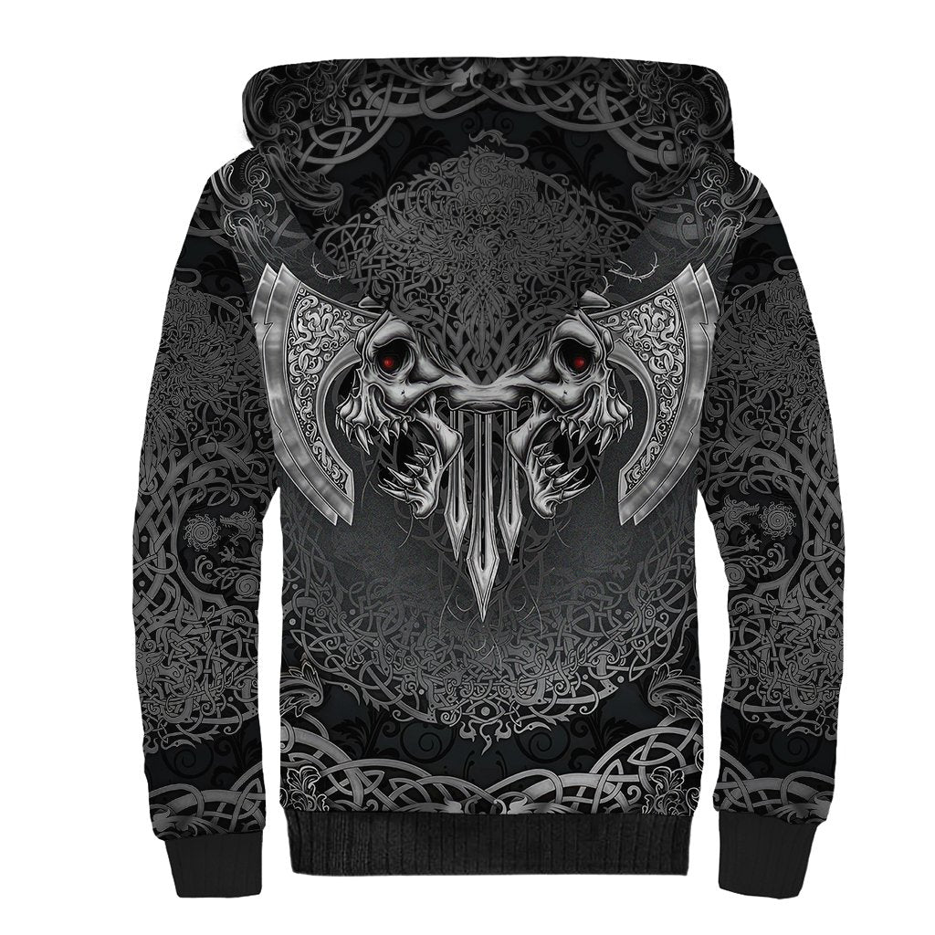 Until Valhalla Viking Skull Sherpa Hoodie - Wonder Print Shop