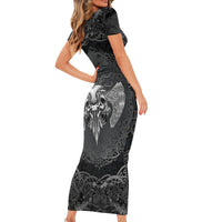 Until Valhalla Viking Skull Short Sleeve Bodycon Dress - Wonder Print Shop