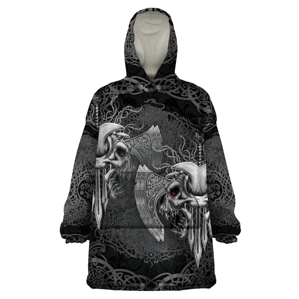 Until Valhalla Viking Skull Wearable Blanket Hoodie - Wonder Print Shop