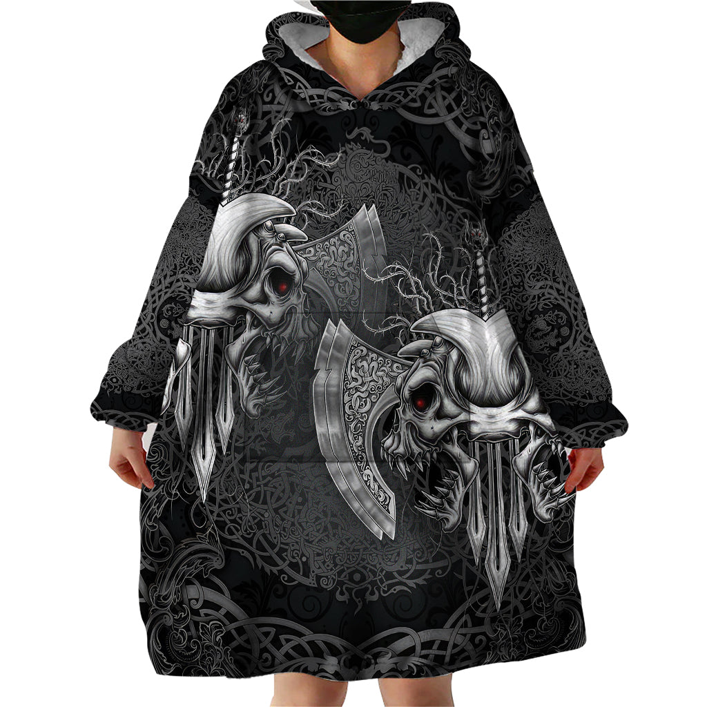 Until Valhalla Viking Skull Wearable Blanket Hoodie - Wonder Print Shop