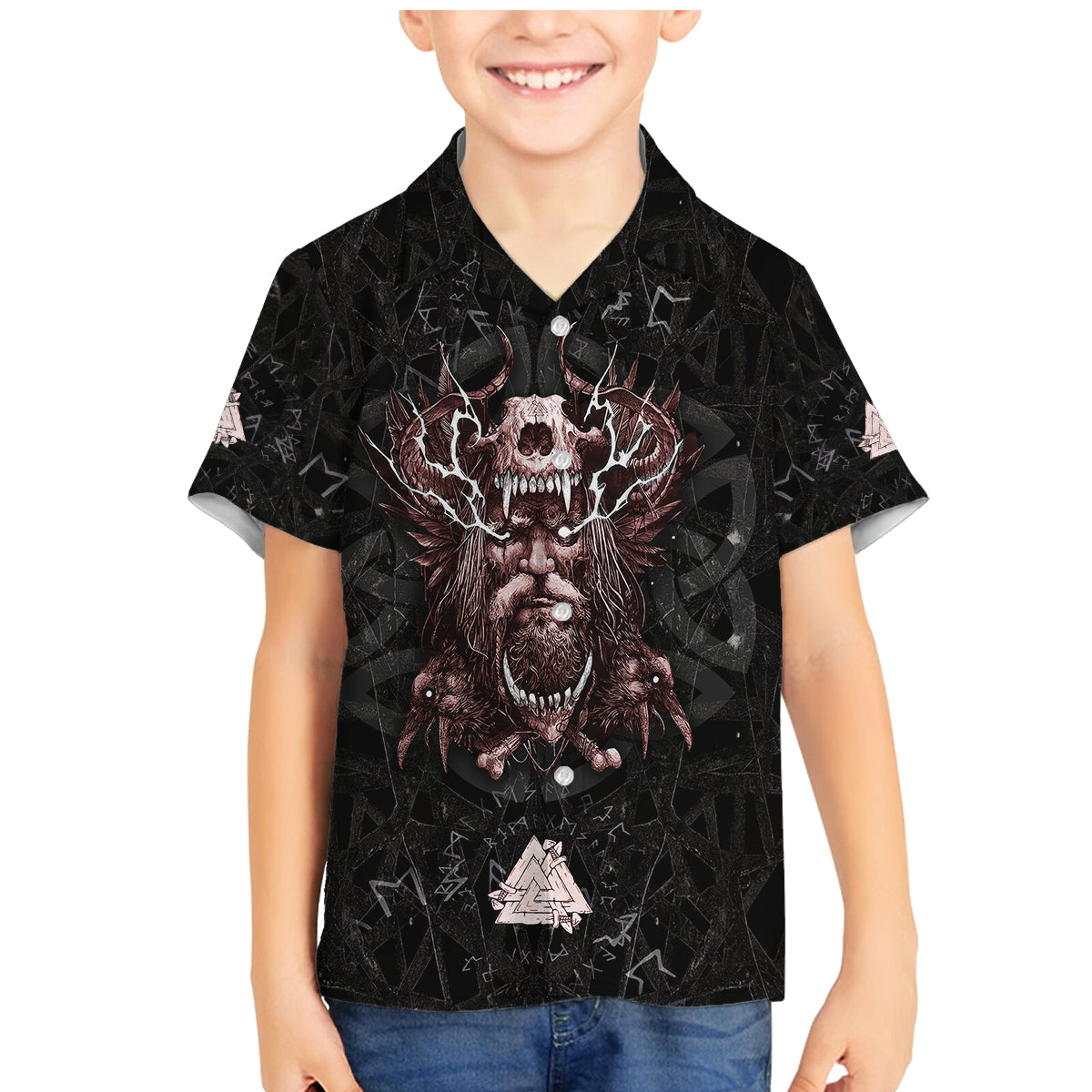 Viking Odin Family Matching Mermaid Dress and Hawaiian Shirt Viking Allfather's Radiance - Wonder Print Shop