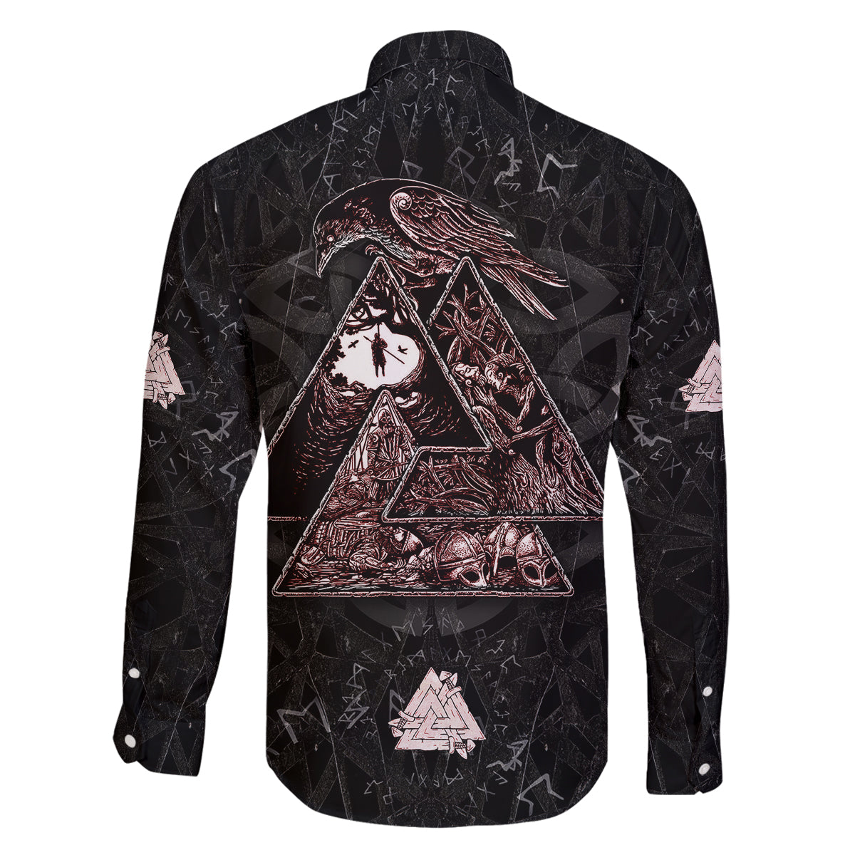 Viking Odin Family Matching Off Shoulder Long Sleeve Dress and Hawaiian Shirt Viking Allfather's Radiance - Wonder Print Shop