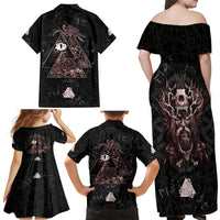 Viking Odin Family Matching Off Shoulder Maxi Dress and Hawaiian Shirt Viking Allfather's Radiance - Wonder Print Shop