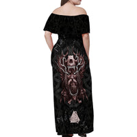 Viking Odin Family Matching Off Shoulder Maxi Dress and Hawaiian Shirt Viking Allfather's Radiance - Wonder Print Shop