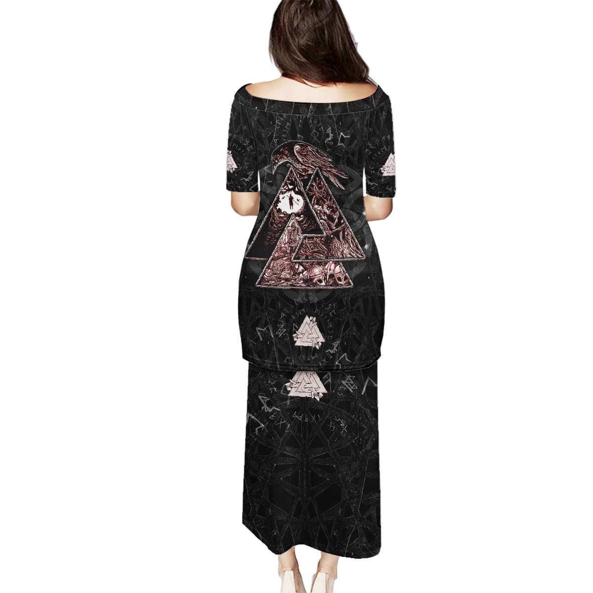 Viking Odin Family Matching Puletasi Dress and Hawaiian Shirt Viking Allfather's Radiance - Wonder Print Shop