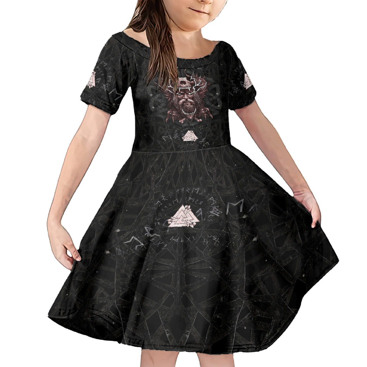 Viking Odin Family Matching Short Sleeve Bodycon Dress and Hawaiian Shirt Viking Allfather's Radiance - Wonder Print Shop