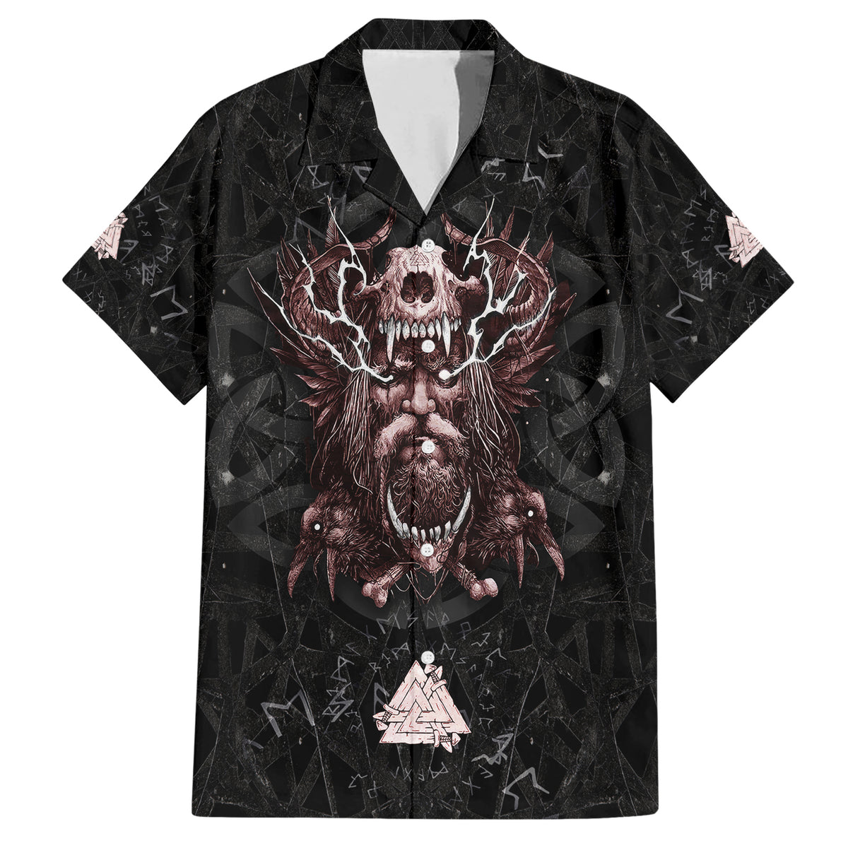 Viking Odin Family Matching Short Sleeve Bodycon Dress and Hawaiian Shirt Viking Allfather's Radiance - Wonder Print Shop