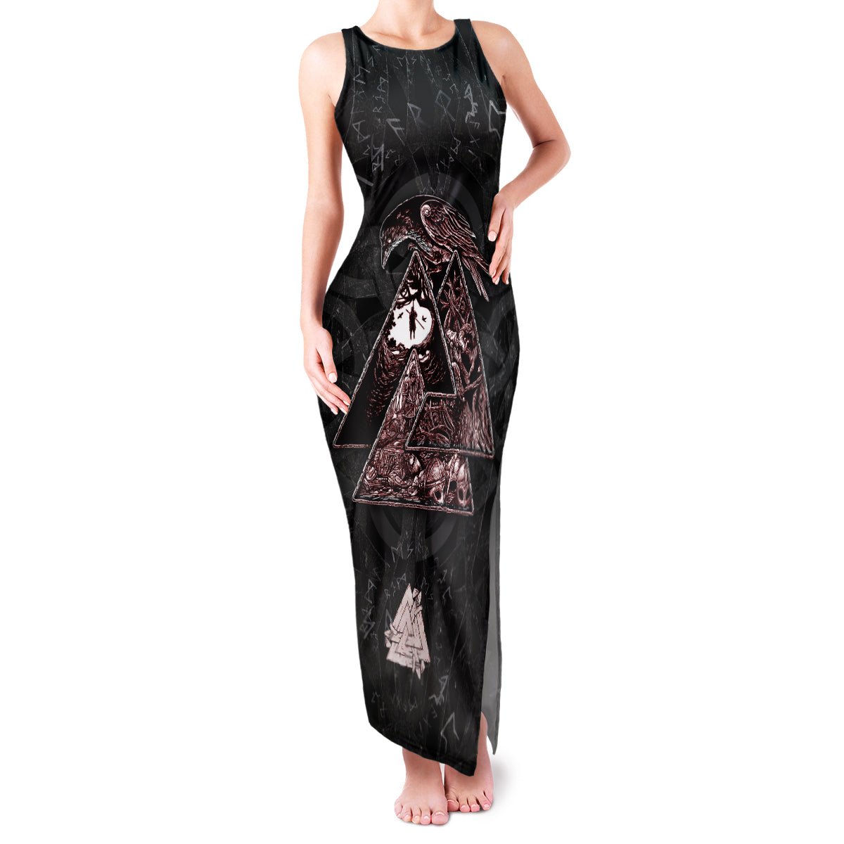 Viking Odin Family Matching Tank Maxi Dress and Hawaiian Shirt Viking Allfather's Radiance - Wonder Print Shop