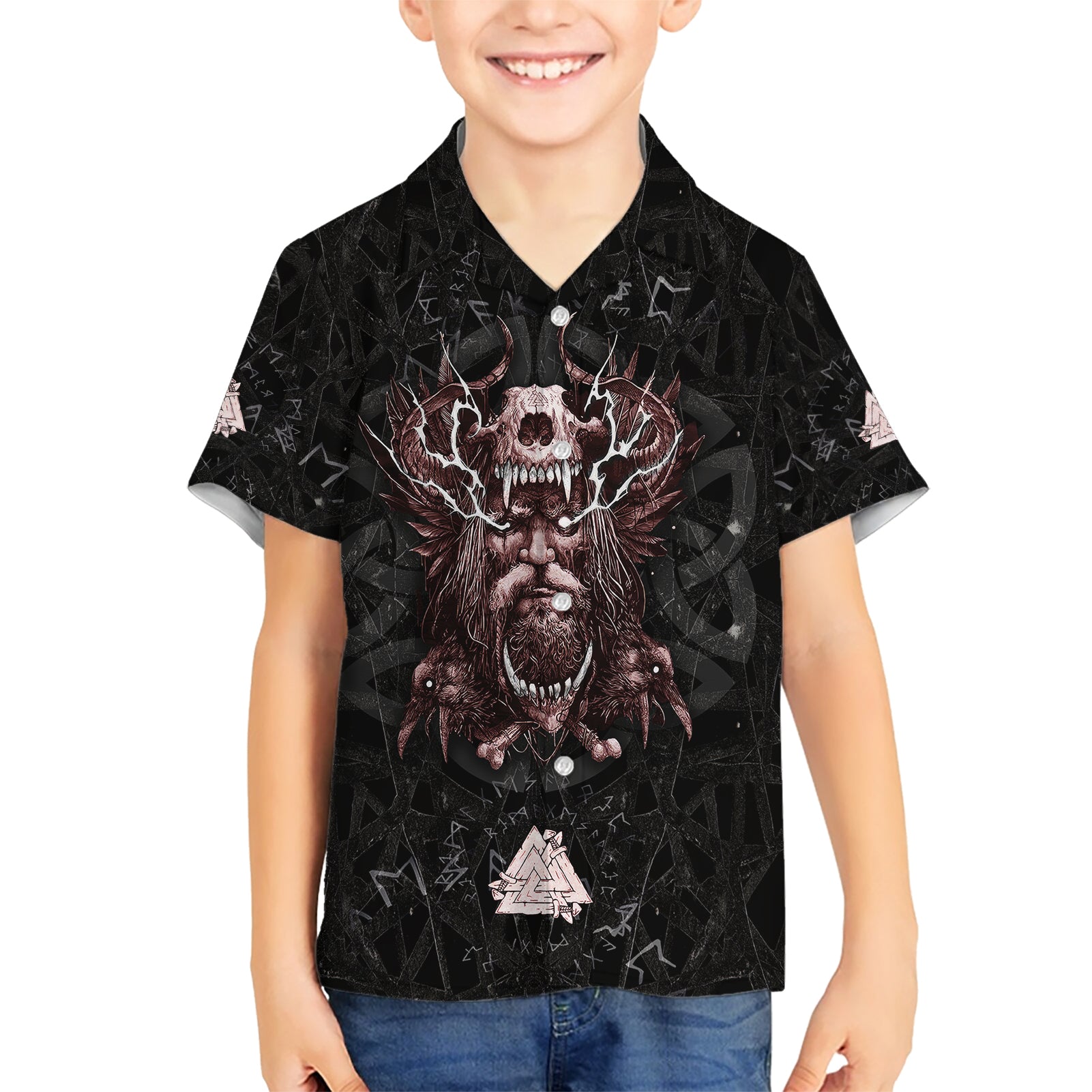 Viking Odin Kid Hawaiian Shirt Viking Allfather's Radiance - Wonder Print Shop