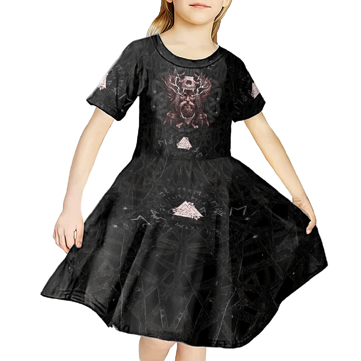 Viking Odin Kid Short Sleeve Dress Viking Allfather's Radiance - Wonder Print Shop