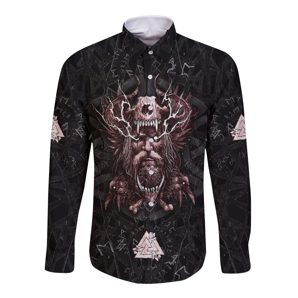 Viking Odin Long Sleeve Button Shirt Viking Allfather's Radiance - Wonder Print Shop