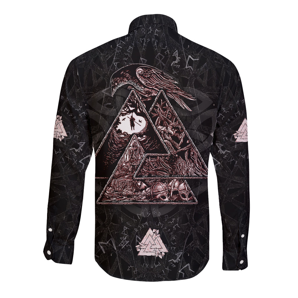 Viking Odin Long Sleeve Button Shirt Viking Allfather's Radiance - Wonder Print Shop