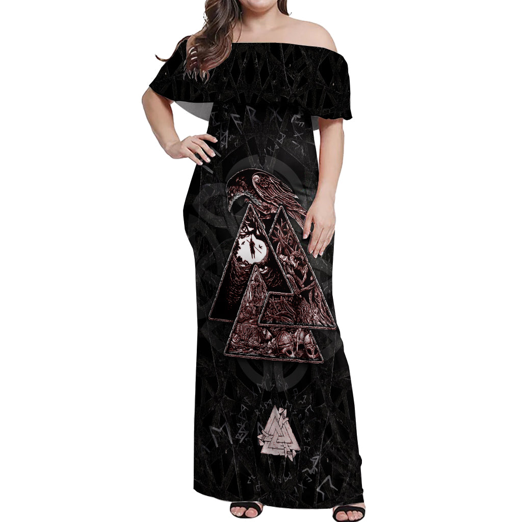 Viking Odin Off Shoulder Maxi Dress Viking Allfather's Radiance - Wonder Print Shop