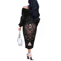 Viking Odin Off The Shoulder Long Sleeve Dress Viking Allfather's Radiance - Wonder Print Shop