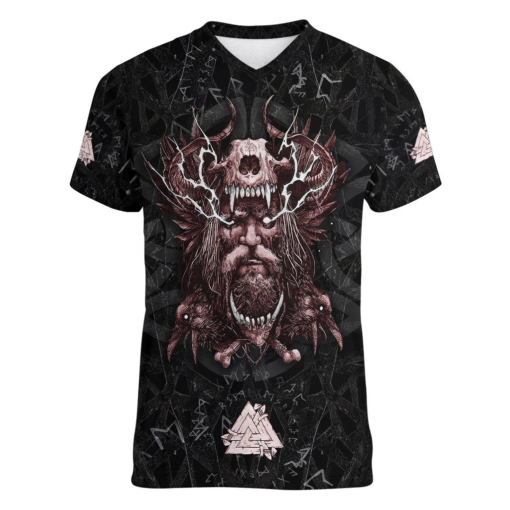 Viking Odin Women V Neck T Shirt Viking Allfather's Radiance - Wonder Print Shop