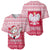 Poland Christmas Baseball Jersey with Santa Riding Stork White Eagle Emblem and Red Snowflake Knit Pattern Design - Wonder Print Shop