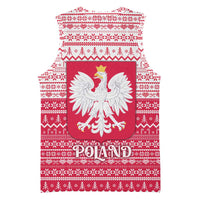 Poland Christmas Basketball Jersey with Santa Riding Stork White Eagle Emblem and Red Snowflake Knit Pattern Design - Wonder Print Shop