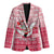 Poland Christmas Blazer with Santa Riding Stork White Eagle Emblem and Red Snowflake Knit Pattern Design - Wonder Print Shop