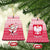 Poland Christmas Ceramic Ornament with Santa Riding Stork White Eagle Emblem and Red Snowflake Knit Pattern Design - Wonder Print Shop