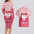 Poland Christmas Couples Matching Long Sleeve Bodycon Dress and Hawaiian Shirt with Santa Riding Stork White Eagle Emblem and Red Snowflake Knit Pattern Design - Wonder Print Shop