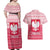 Poland Christmas Couples Matching Off Shoulder Maxi Dress and Hawaiian Shirt with Santa Riding Stork White Eagle Emblem and Red Snowflake Knit Pattern Design - Wonder Print Shop