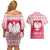 Poland Christmas Couples Matching Off Shoulder Short Dress and Hawaiian Shirt with Santa Riding Stork White Eagle Emblem and Red Snowflake Knit Pattern Design - Wonder Print Shop