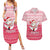 Poland Christmas Couples Matching Summer Maxi Dress and Hawaiian Shirt with Santa Riding Stork White Eagle Emblem and Red Snowflake Knit Pattern Design - Wonder Print Shop