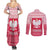 Poland Christmas Couples Matching Summer Maxi Dress and Long Sleeve Button Shirt with Santa Riding Stork White Eagle Emblem and Red Snowflake Knit Pattern Design - Wonder Print Shop