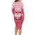 Poland Christmas Family Matching Long Sleeve Bodycon Dress and Hawaiian Shirt with Santa Riding Stork White Eagle Emblem and Red Snowflake Knit Pattern Design - Wonder Print Shop