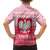 Poland Christmas Family Matching Off The Shoulder Long Sleeve Dress and Hawaiian Shirt with Santa Riding Stork White Eagle Emblem and Red Snowflake Knit Pattern Design - Wonder Print Shop