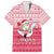 Poland Christmas Family Matching Short Sleeve Bodycon Dress and Hawaiian Shirt with Santa Riding Stork White Eagle Emblem and Red Snowflake Knit Pattern Design - Wonder Print Shop