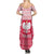 Poland Christmas Family Matching Summer Maxi Dress and Hawaiian Shirt with Santa Riding Stork White Eagle Emblem and Red Snowflake Knit Pattern Design - Wonder Print Shop