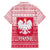 Poland Christmas Family Matching Tank Maxi Dress and Hawaiian Shirt with Santa Riding Stork White Eagle Emblem and Red Snowflake Knit Pattern Design - Wonder Print Shop