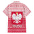 Poland Christmas Hawaiian Shirt with Santa Riding Stork White Eagle Emblem and Red Snowflake Knit Pattern Design - Wonder Print Shop
