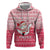 Poland Christmas Hoodie with Santa Riding Stork White Eagle Emblem and Red Snowflake Knit Pattern Design - Wonder Print Shop