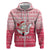 Poland Christmas Hoodie with Santa Riding Stork White Eagle Emblem and Red Snowflake Knit Pattern Design - Wonder Print Shop