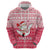 Poland Christmas Hoodie with Santa Riding Stork White Eagle Emblem and Red Snowflake Knit Pattern Design - Wonder Print Shop