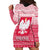 Poland Christmas Hoodie Dress with Santa Riding Stork White Eagle Emblem and Red Snowflake Knit Pattern Design - Wonder Print Shop
