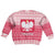 Poland Christmas Kid Ugly Christmas Sweater with Santa Riding Stork White Eagle Emblem and Red Snowflake Knit Pattern Design - Wonder Print Shop