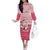 Poland Christmas Off The Shoulder Long Sleeve Dress with Santa Riding Stork White Eagle Emblem and Red Snowflake Knit Pattern Design - Wonder Print Shop