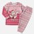 Poland Christmas Pajama Set with Santa Riding Stork White Eagle Emblem and Red Snowflake Knit Pattern Design - Wonder Print Shop