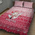 Poland Christmas Quilt Bed Set with Santa Riding Stork White Eagle Emblem and Red Snowflake Knit Pattern Design - Wonder Print Shop
