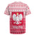 Poland Christmas Rugby Jersey with Santa Riding Stork White Eagle Emblem and Red Snowflake Knit Pattern Design - Wonder Print Shop